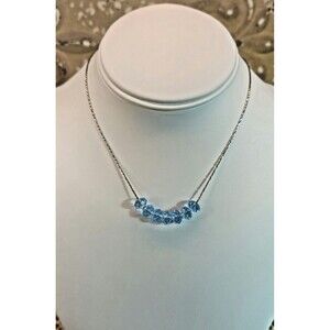 Vtg Beautiful Givenchy Blue Faceted Glass Crystal Princess Style Necklace 18.5"